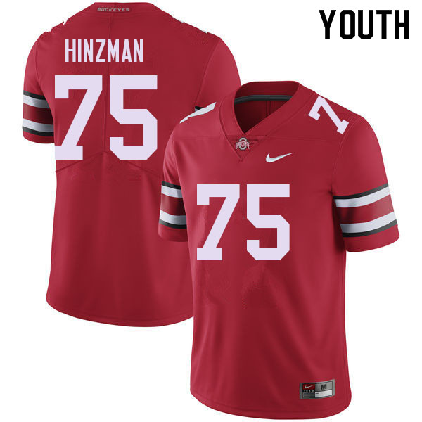 Ohio State Buckeyes Carson Hinzman Youth #75 Red Authentic Stitched College Football Jersey